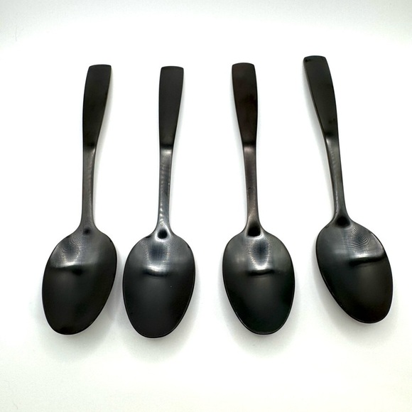 Set Of 4 Black Stainless Steel Teaspoons Flatware - Picture 1 of 5